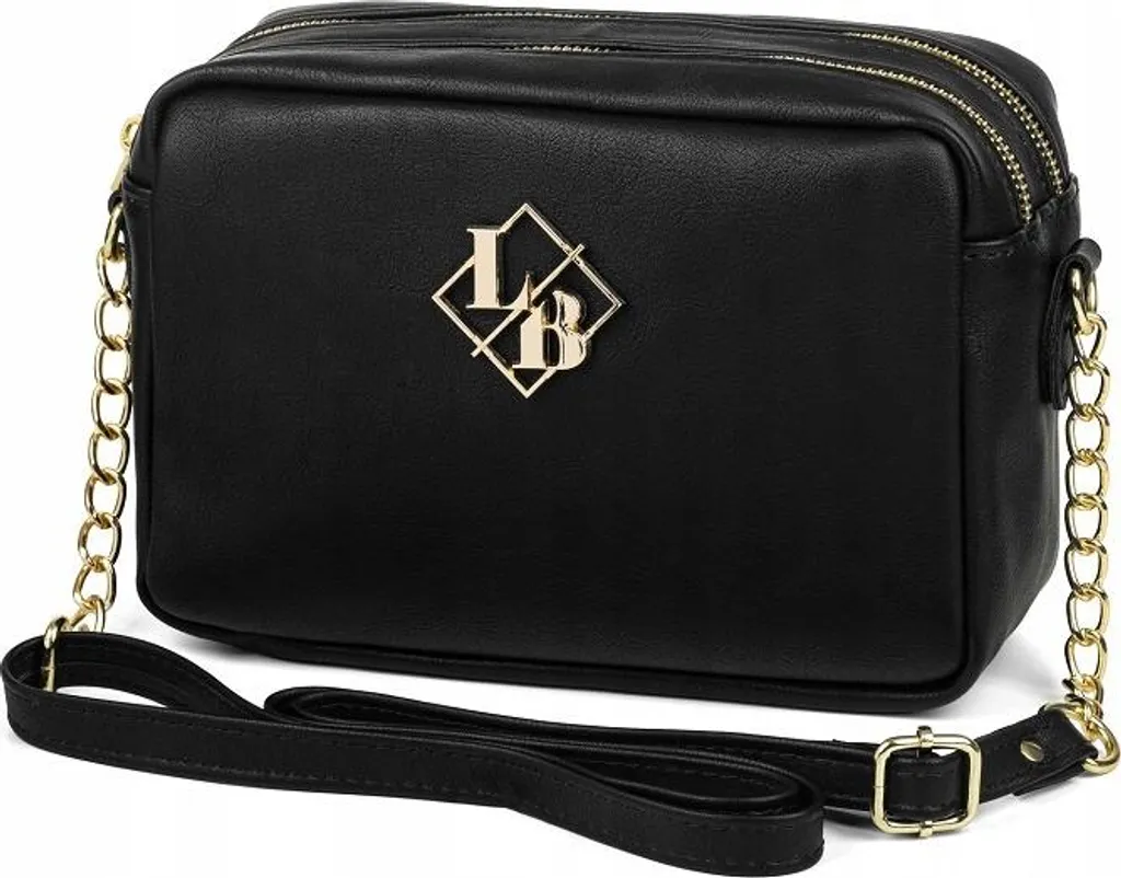 Sac messenger noir mat matelassé doté d'une chaîne d'épaule