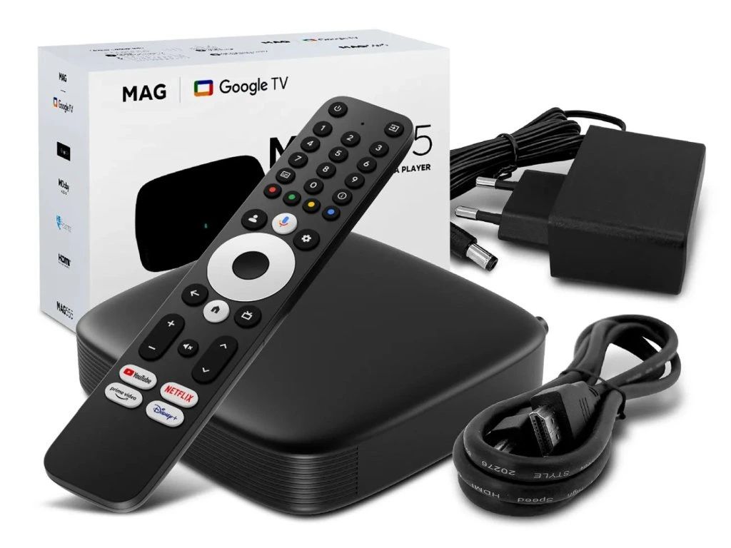 MAG 555 IPTV Set Top Box 2GB RAM Android 4K UHD HEVC h.265 Bluetooth 5.0 WLAN integriert