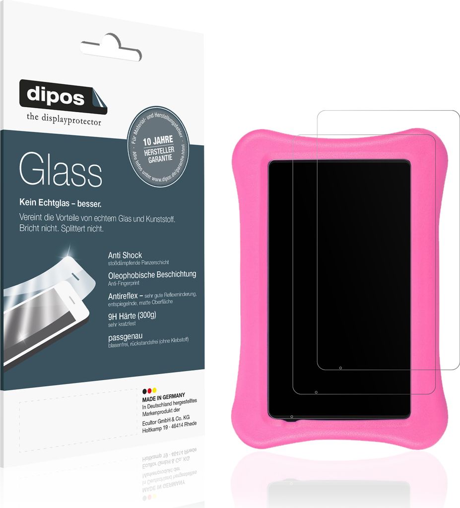 2x Schutzfolie für AWOW funtab 1001 10.1 Zoll matt - Anti-Shock 9H Folie dipos Glass Kunststoffglas