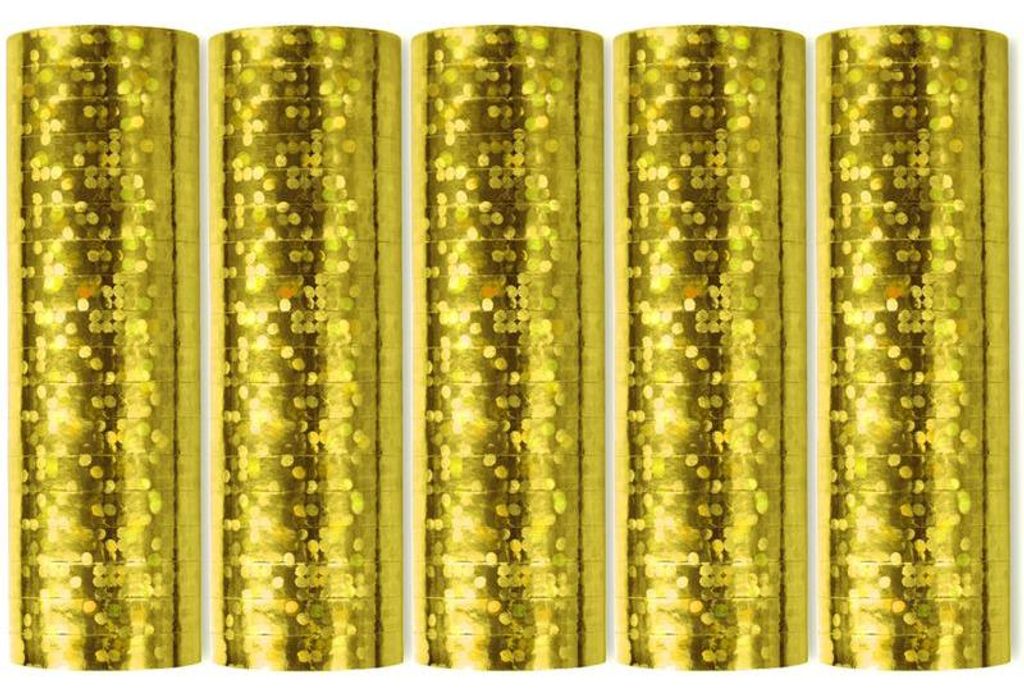 5 Glitzer Luftschlangen gold metallic Produktbild 