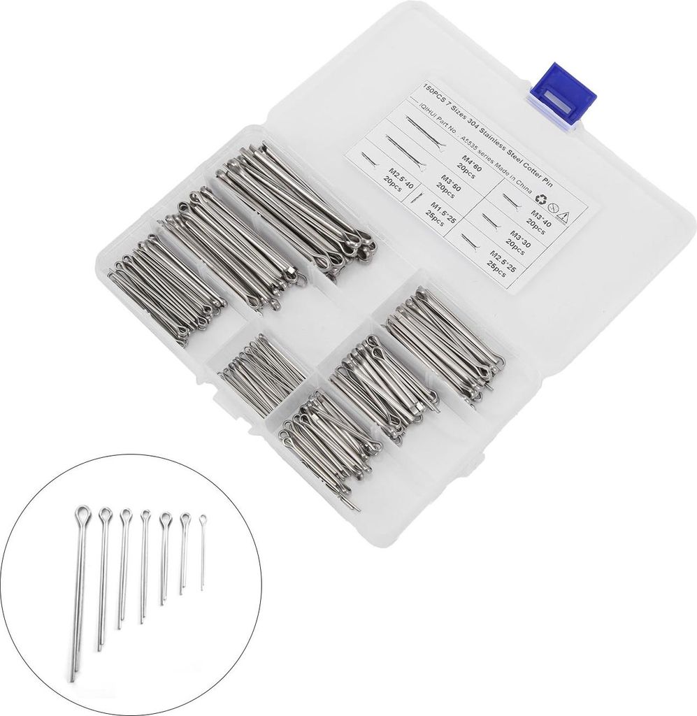 150-teiliges Splint-Clip-Sortiment aus Edelstahl, 7 Spezifikationen, Splinte, universelles Autozubehör