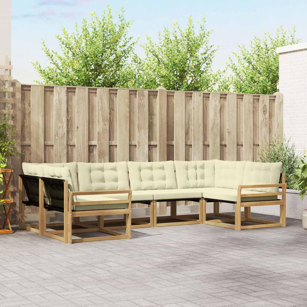 Möbel Outdoor-Sofagarnitur mit Kissen 6 pcs Weiß und CremeGartensofas - Gartensofas c3475