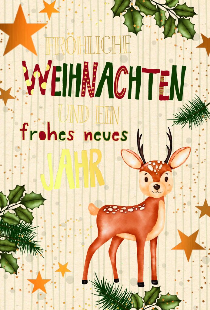 Weihnachten Grußkarte - Glückwunschkarte mit Umschlag Green Line