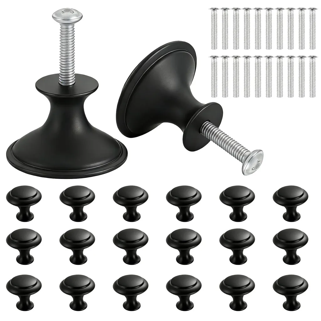 Boutons de meubles ronds noirs solides anti-rouille pour placard