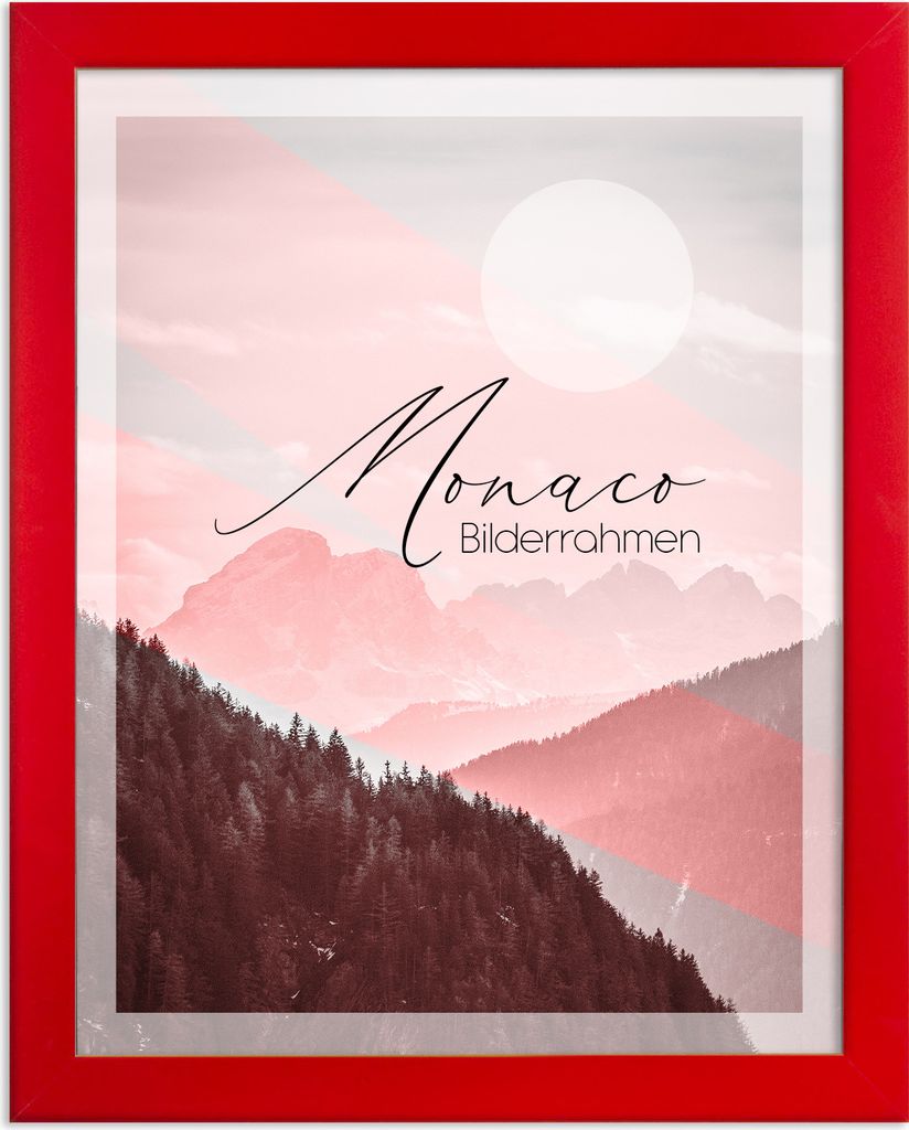 Bilderrahmen Monaco - 34x48 cm, Rot Nachbildung, 1 mm Kunstglas klar