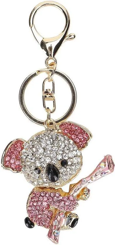 Bijou de sac koala en cristal rose, pendentif chic pour femme et enfant