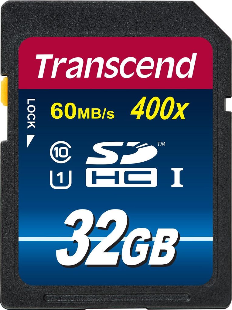 Transcend SDHC 32GB, Klasse 10, UHS-I, 400x, Premium Productafbeelding 