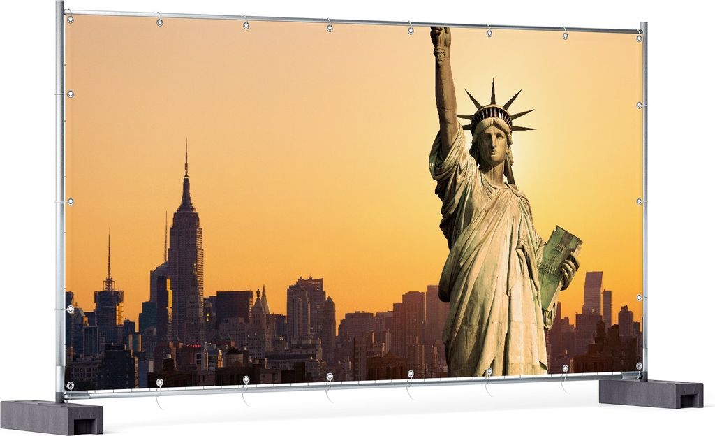 Wallario XXL Outdoor-Poster für Garten oder Balkon, Motiv Freiheitsstatue New York, in ca. 340 x 173 cm