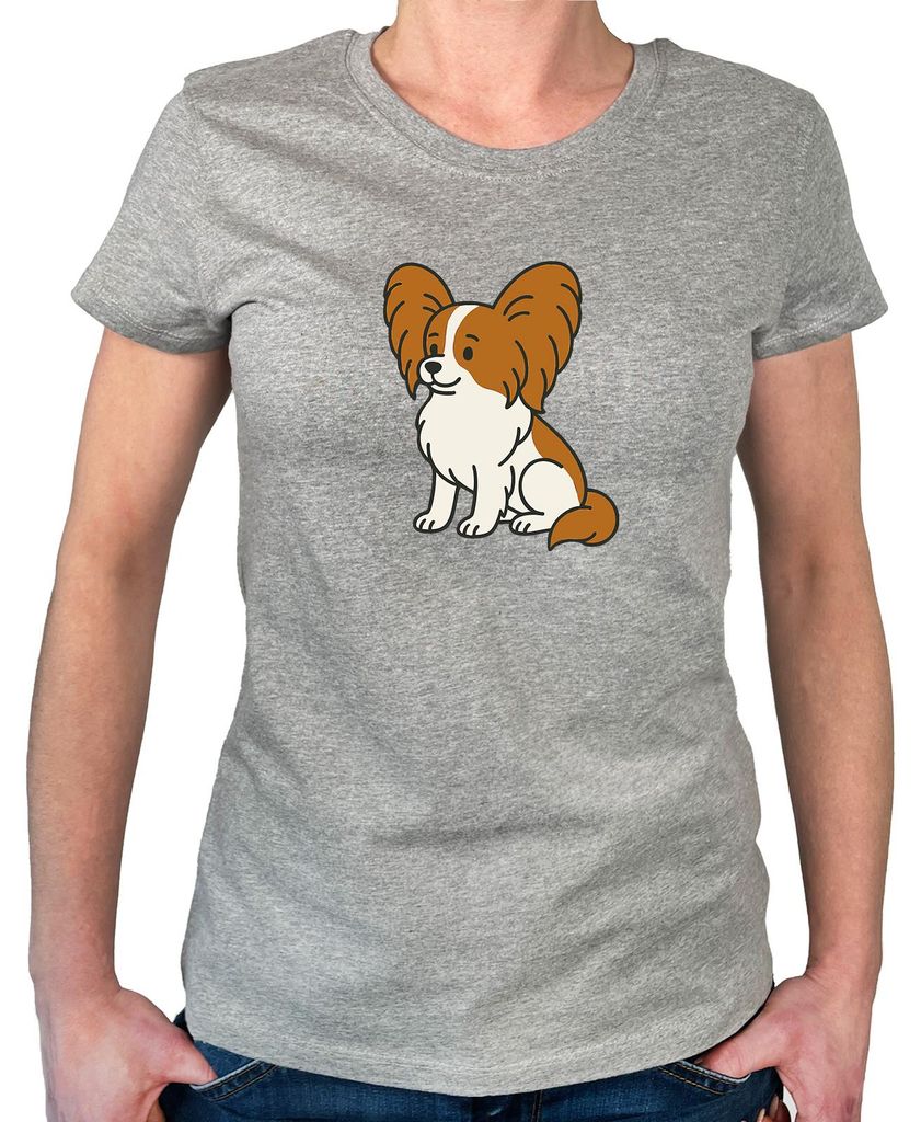 Huuraa Damen T-Shirt Papillon Comic Papi L Sport Grey Bio Baumwolle Fairtrade Damenshirt Geschenkidee