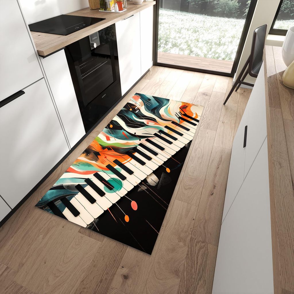Küchenteppich 90x180cm rutschfest & abwischbar PVC Läufer - Farben Klavier
