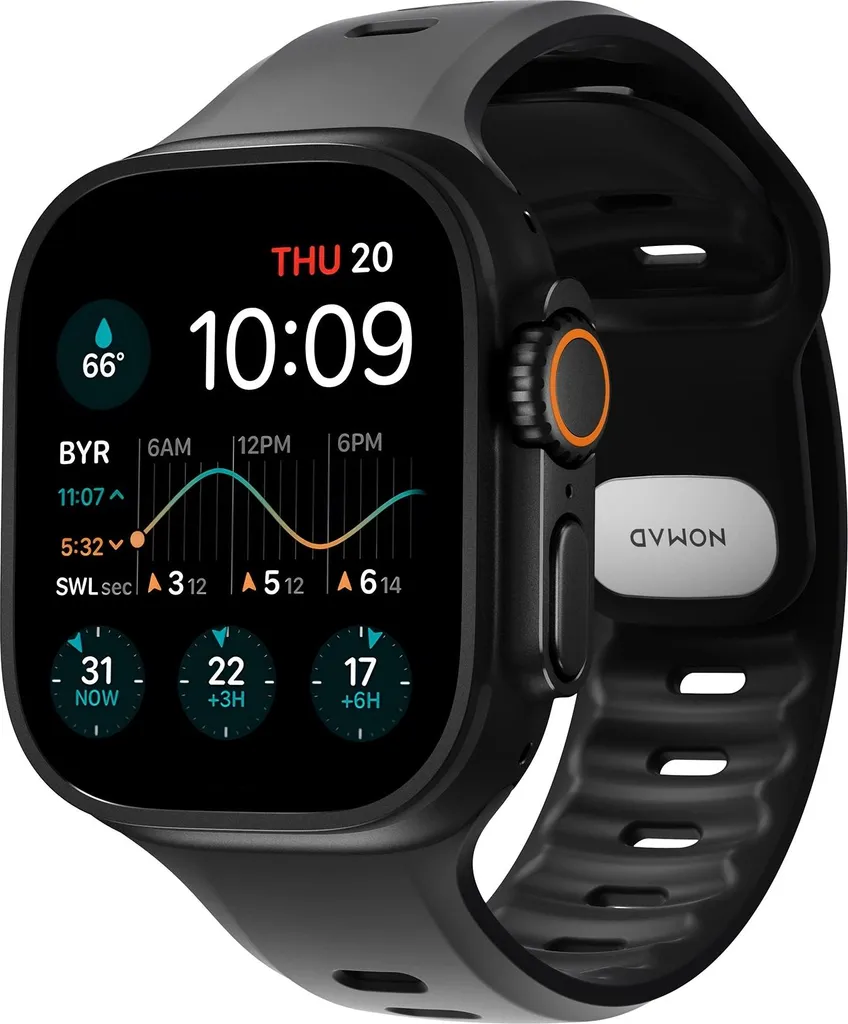 Nomad Tempo Band Nero Apple Watch 49mm | Stile Minimal e Sportivo