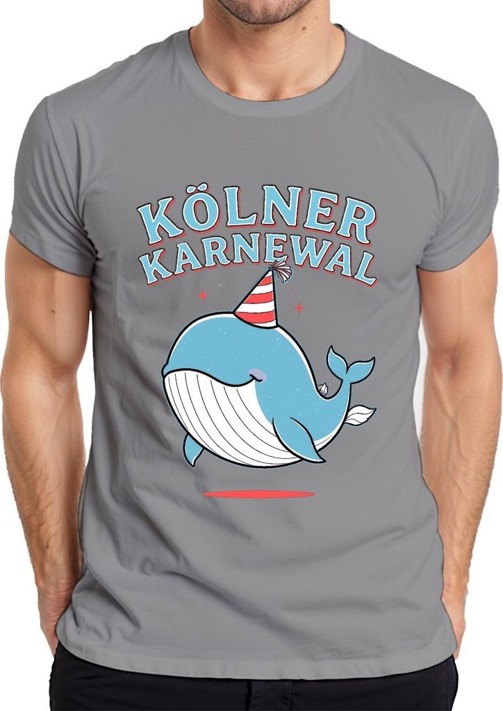 Kölner Karneval Wal Party Jeck Fastelovend Niedlich Geschenk Herren T-Shirt, Grau, 3XL