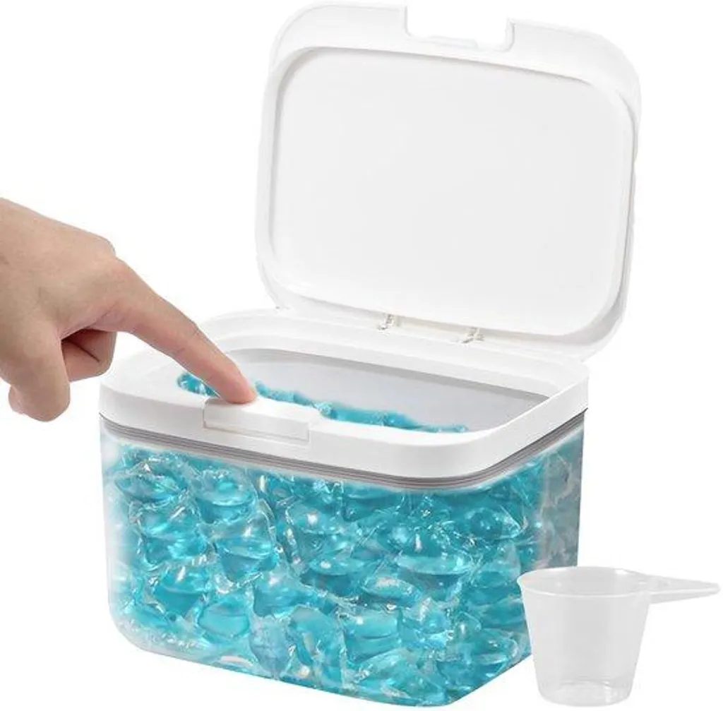 Boîte de rangement 2,8L pour organiser capsules lessive et salle de bain