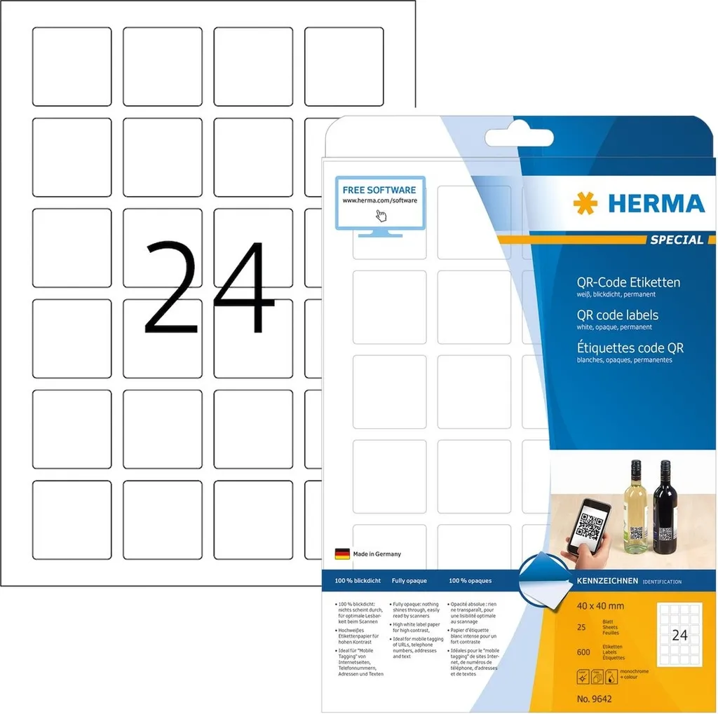 Planches d'étiquettes adhésives 40x40 mm A4 pour marquage de stock
