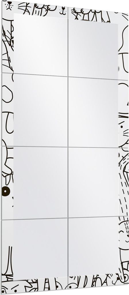 DEQORI Wandspiegel Puzzle 60x120 cm 'Comic-Katzen' Spiegel Ganzkörperspiegel