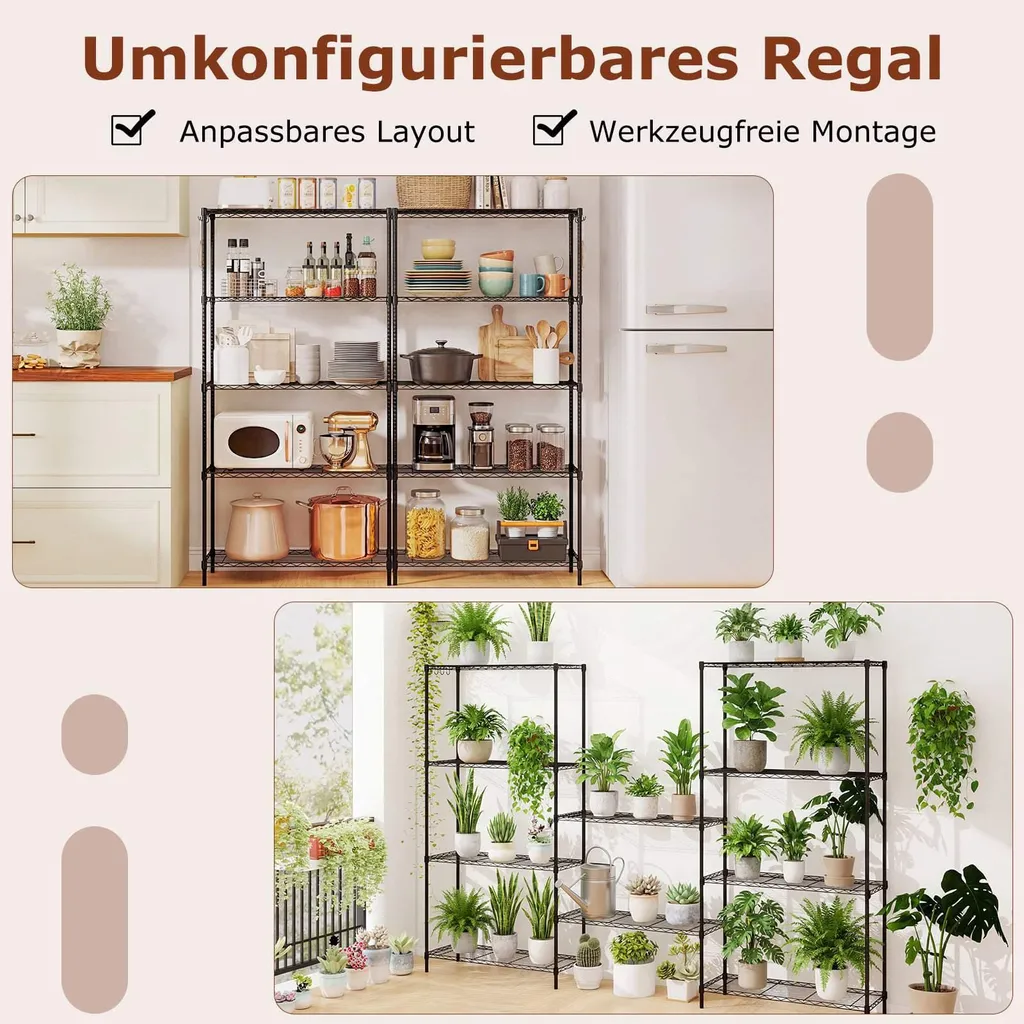 Étagère de rangement métallique à 5 niveaux réglable et très résistante - 4
