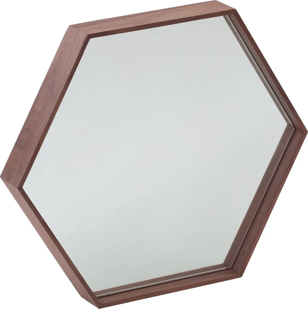 Angel Cerdá Miroir Mural Hexagonal en Noyer 3039 - Design Espagnol Chic