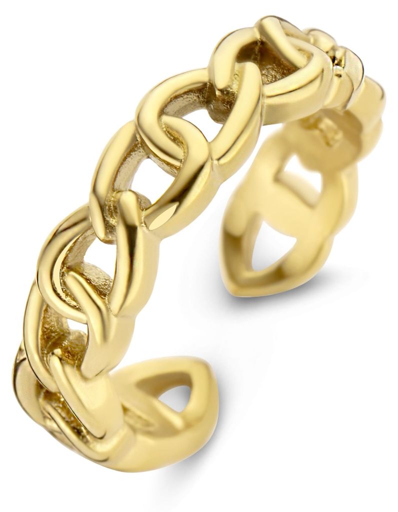 CO88 Collection 8CR-10027-54 Stahlring – Damen – Panzerglied – 5 mm breit – 2,3 mm dick – Größe 54 – Goldfarben