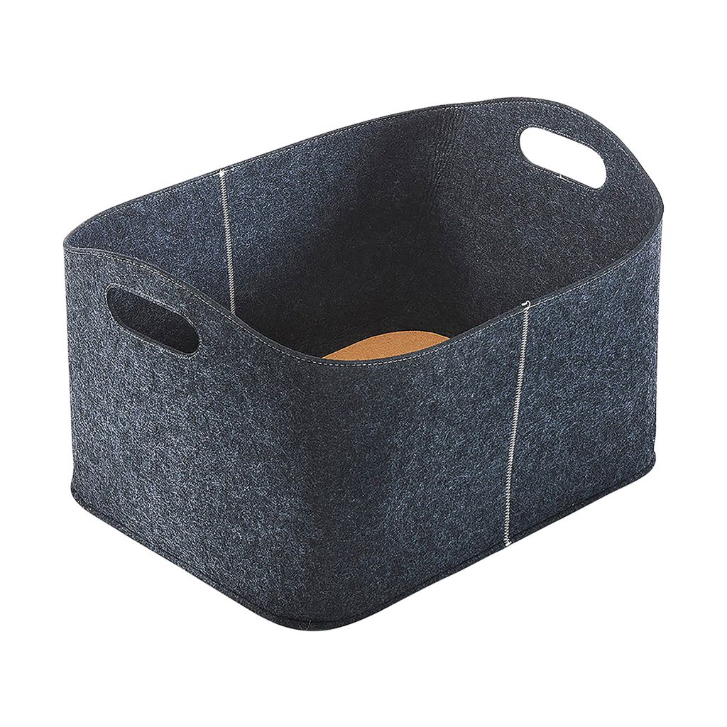 Kobolo Kaminholzkorb Allzweckkorb - mit Grifflöchern - Filz - dunkelgrau - Holztasche Kaminholz Zeitungen Spielzeug Shopper Einkaufen mit Tragegriff