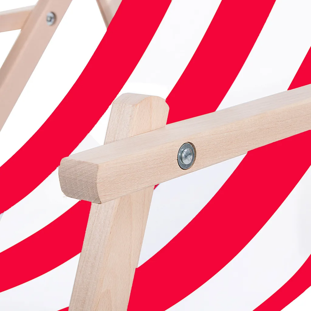 Sedia a Sdraio Pieghevole in Legno di Faggio a Righe | Relax da Balcone - 6