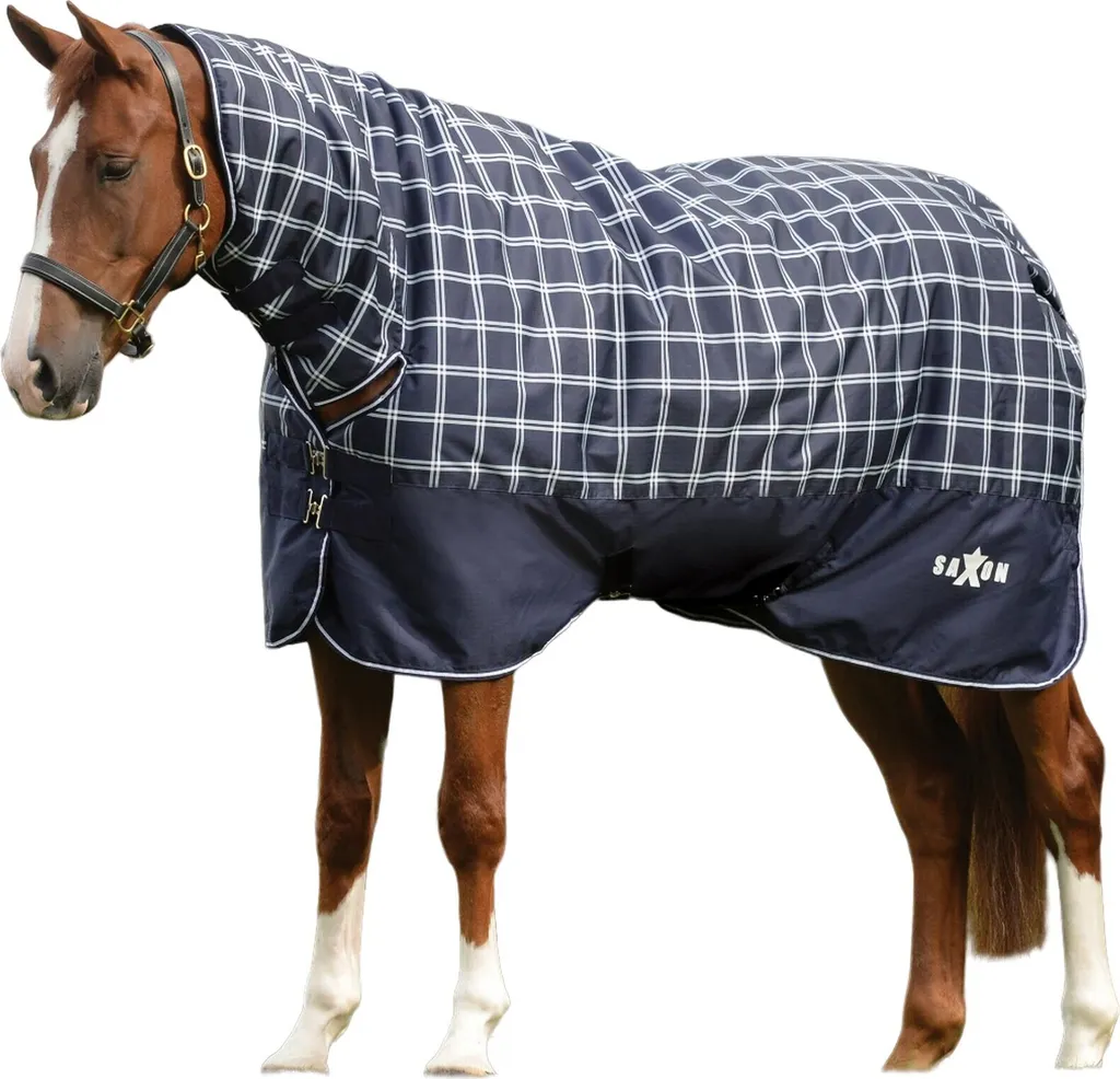 Couverture de cheval Saxon Defiant col combo robuste 130cm Bleu Marine