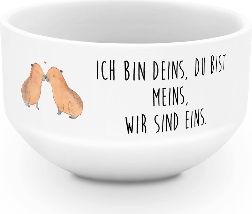 Mr. & Mrs. Panda schale Capybara Liebe - Weiß - Geschenk, Obstschale, Geschenkidee, Schüssel, Müslischüssel, Gute Laune, frühstücksbowl, Herz...