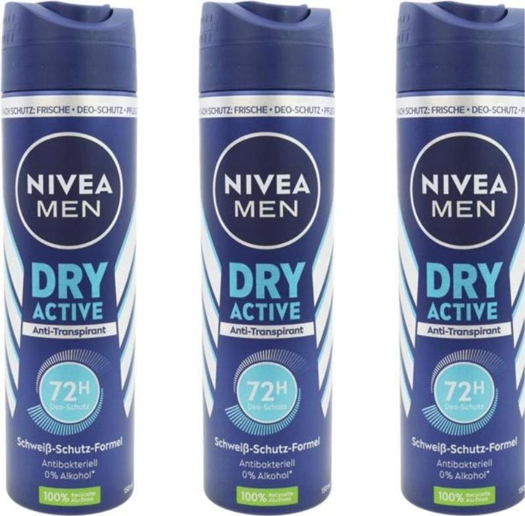 3x150 ml Nivea Deospray For Men Dry Active