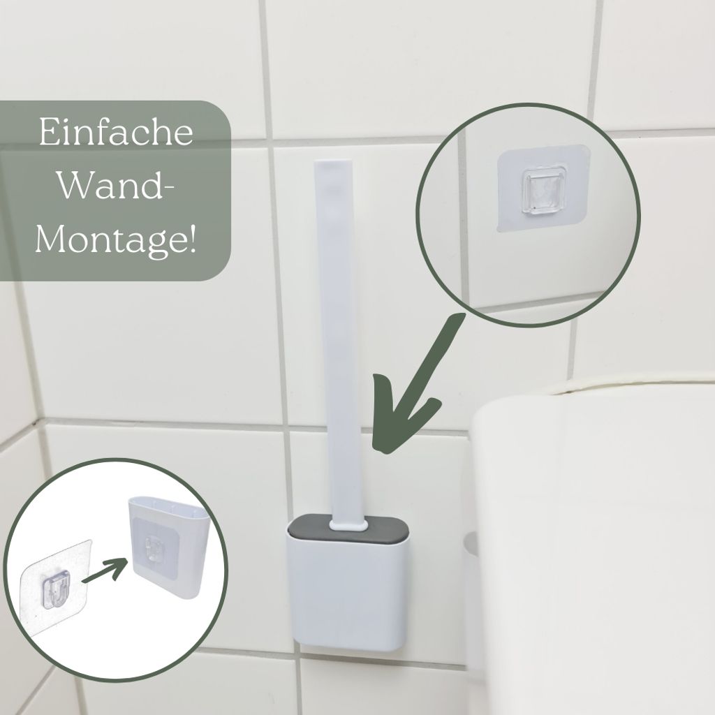 Klobürste Silikon weiß 4x Set Wandmontage Silikon Produktbild 4
