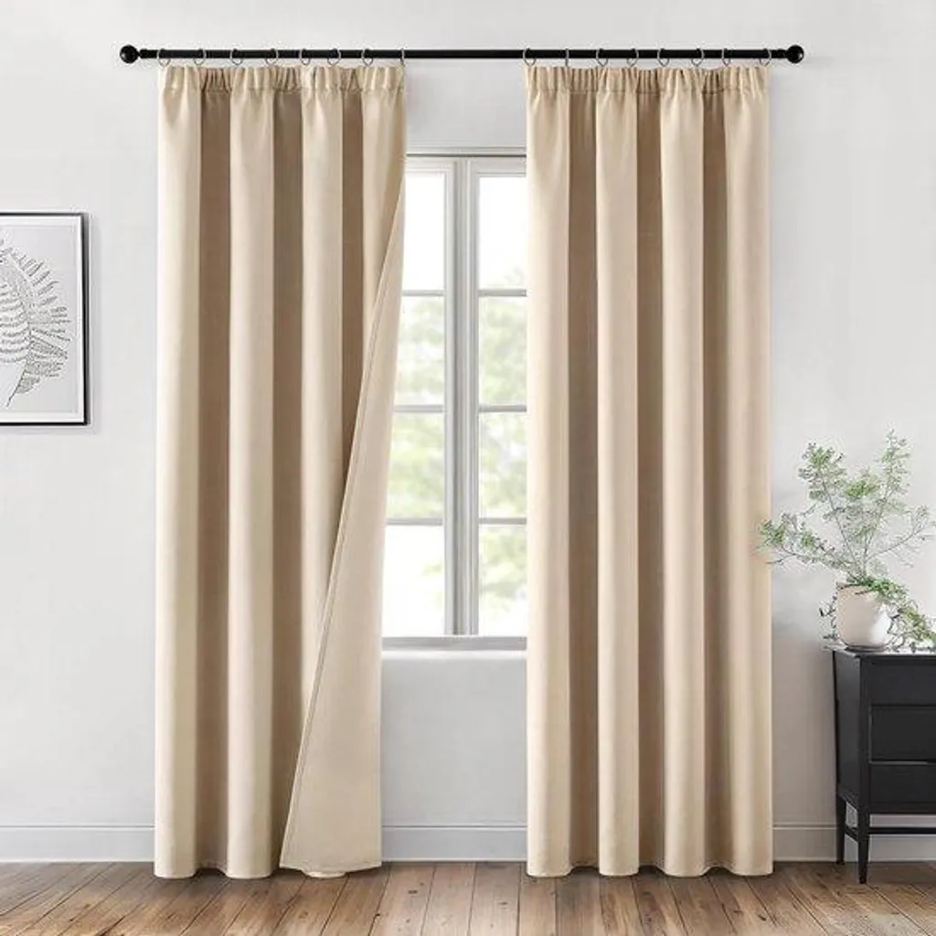 Rideau isolant thermique beige 245 x 200 cm pour grandes fenêtres
