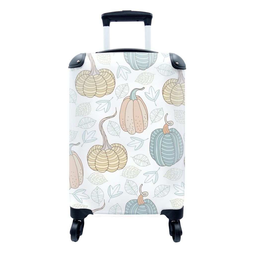 MuchoWow Koffer Handgepäck Trolley Rollkoffer Kleine Reisekoffer mit 4 Rollen - Kalebasse - Herbst - Muster - Cabin Size < 55x40x23 cm & 55x40x2...