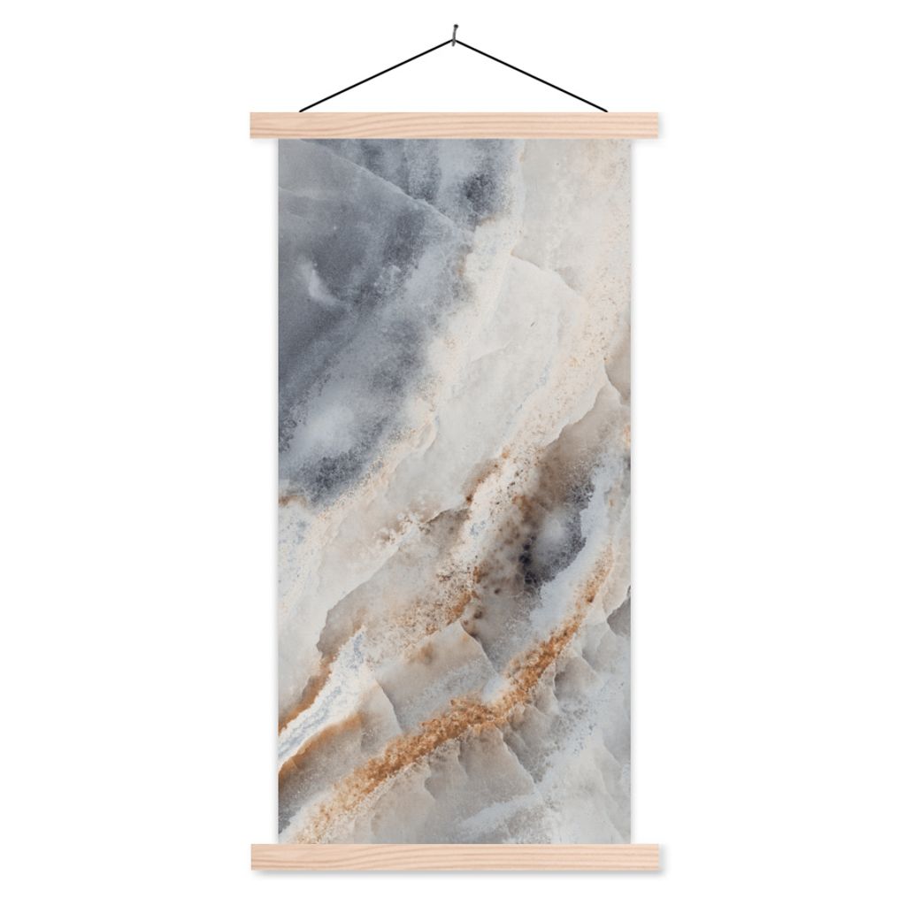 MuchoWow Textilposter Natursteine - Mineralien - Muster 60x120 cm mit holzfarbenen Rahmen - Holz