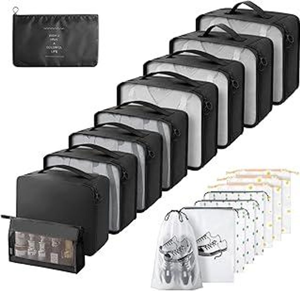 Gemtte Koffer Organizer Set 18-teilig, Wasserdicht Packing Cubes, Multifunktionale Travel Packwürfel, Kofferorganizer Packtaschen für Koffer, Rei...