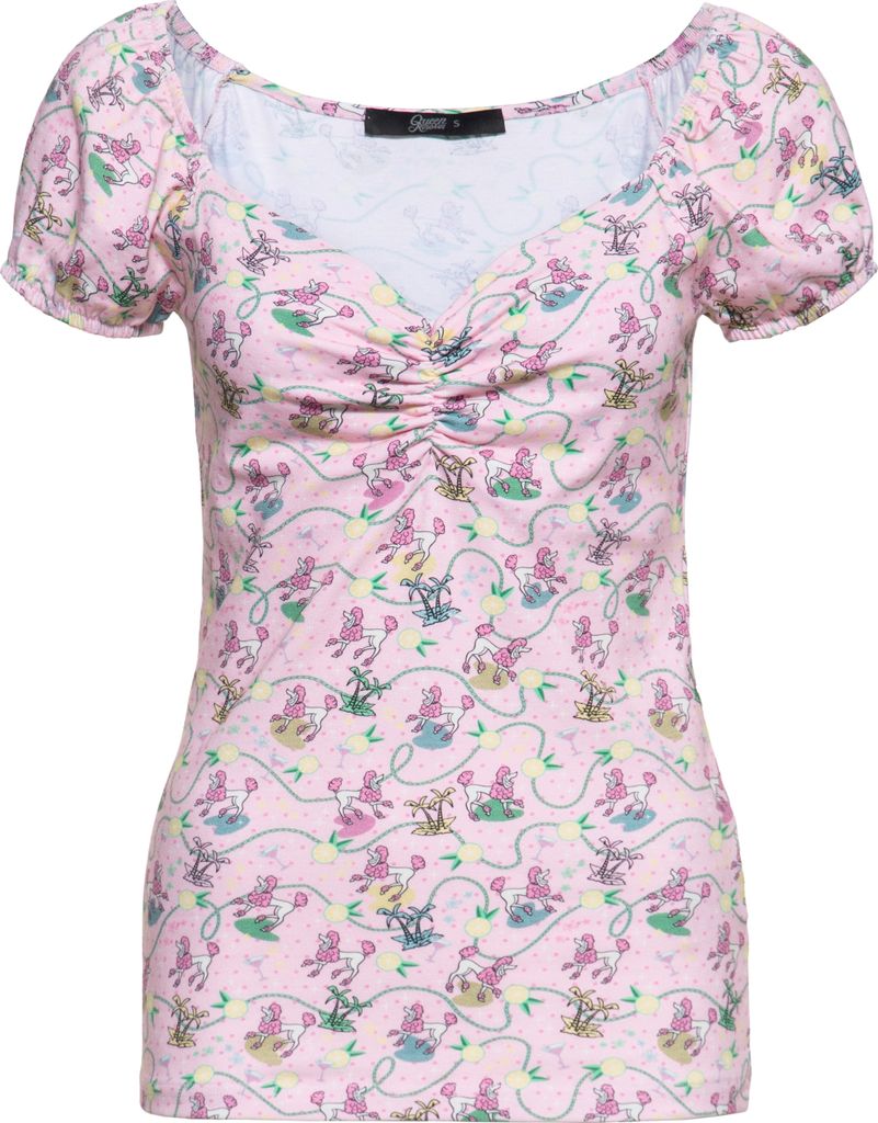 QUEEN KEROSIN T-Shirt Mit All-Over-Print Poodle Pink Xxl