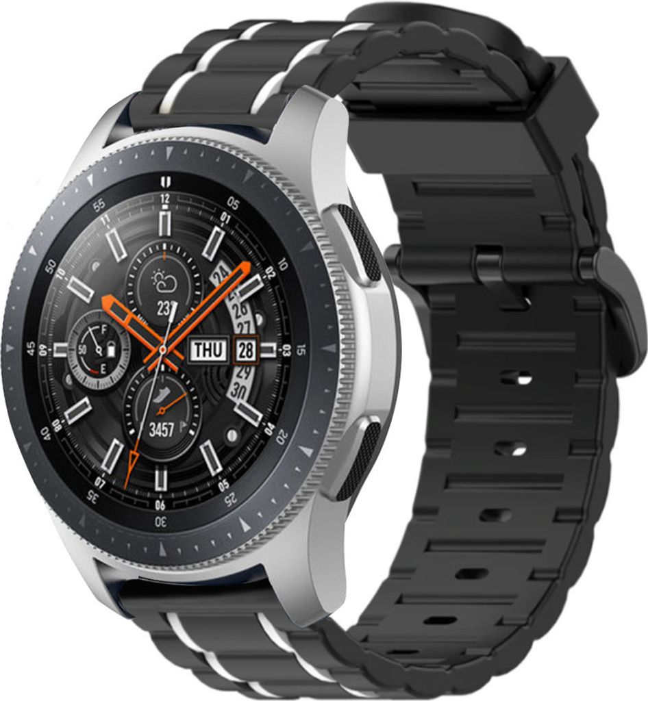 Strap-it Samsung Galaxy Watch 46mm Sportschnallenarmband (Schwarz/Weiß)