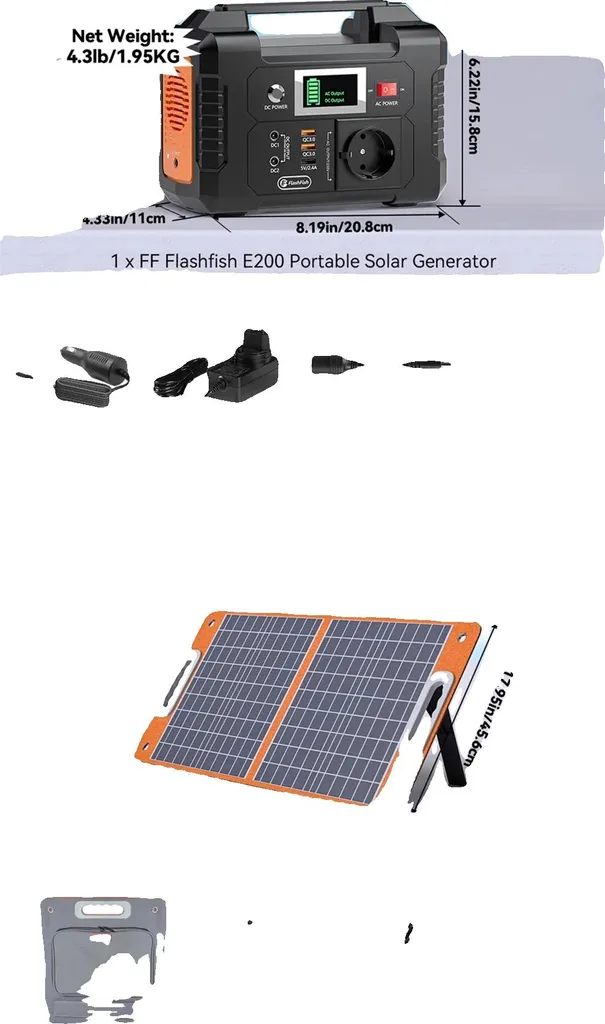 Générateur solaire portable 200W avec panneau photovoltaïque 60W E200