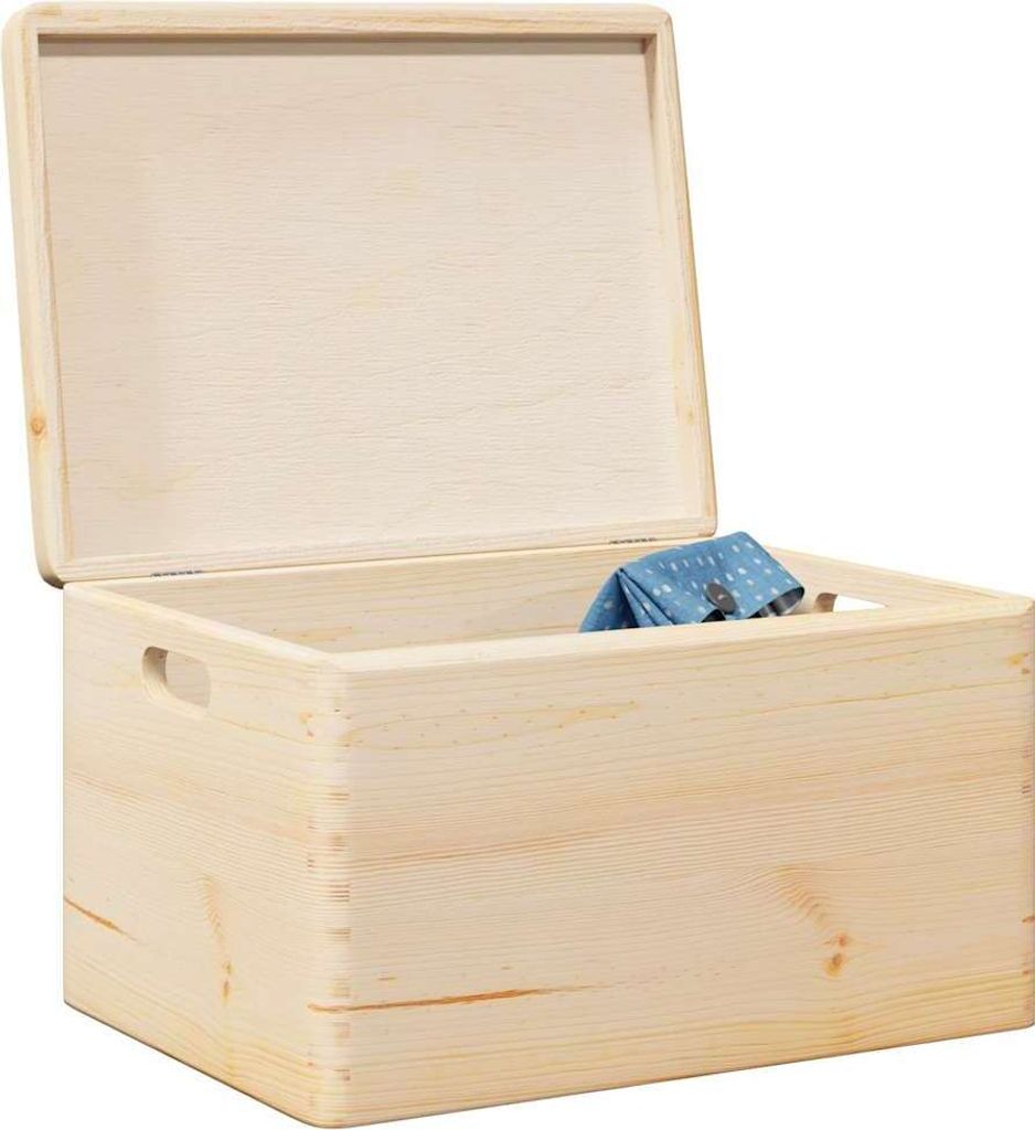 Möbel Holzkiste mit Deckel und Griffen 40x30x23 cm Massivholz Kiefer - Aufbewahrungsboxen 4017392