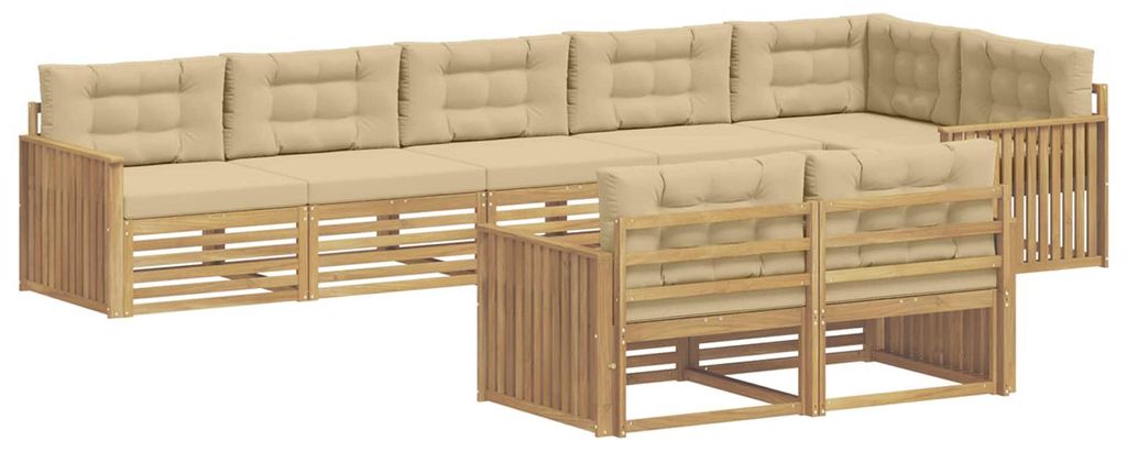 vidaXL Outdoor-Sofagarnitur 8 pcs Weiß und Beige 406 x 168,5 x 73 cm