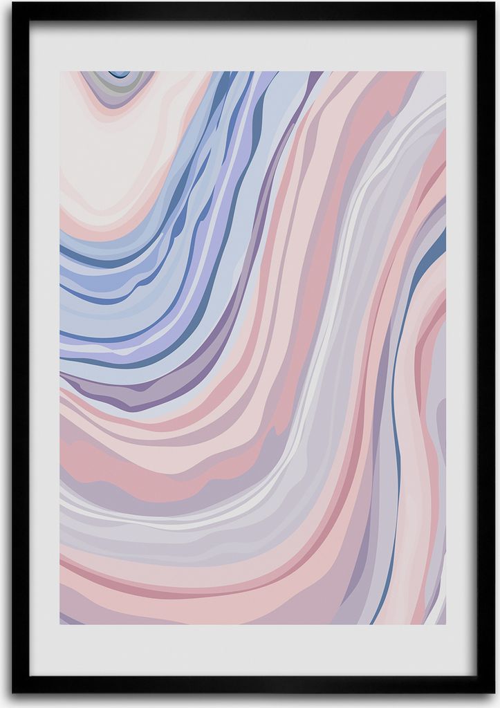 Bild - Bilderrahmen - 50 cm x 70 cm - MDF - Rahmen - Wandkunst Wellen Abstraktion