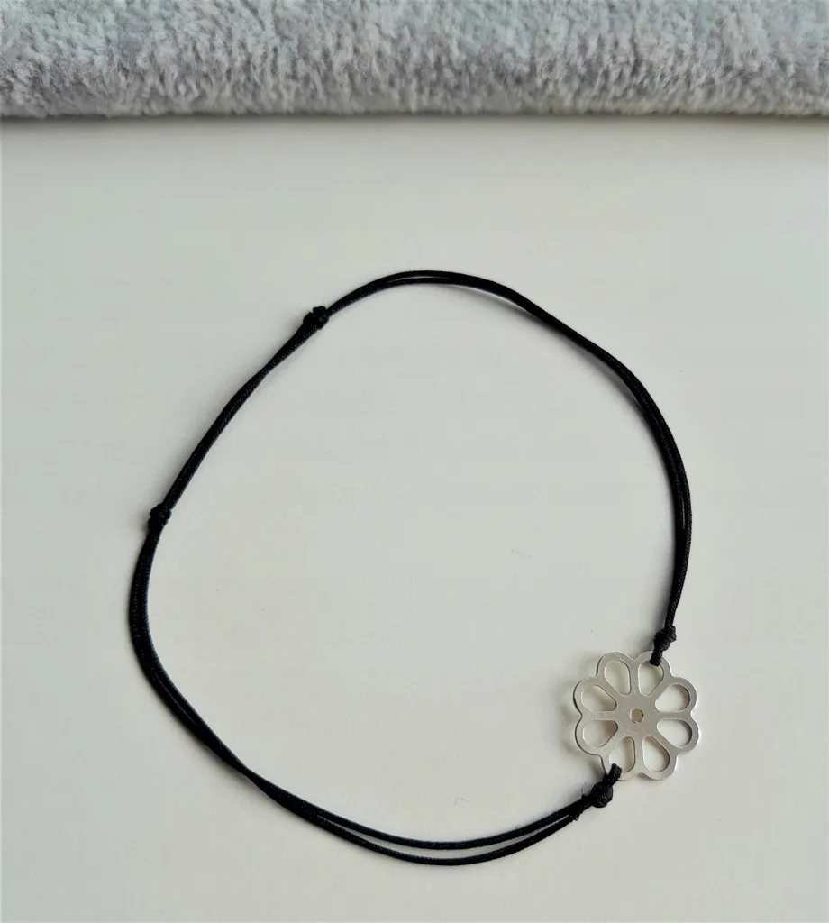 Bracciale Nero Simbolico Argento 925 - Nodi Zen e Fiori della Vita
