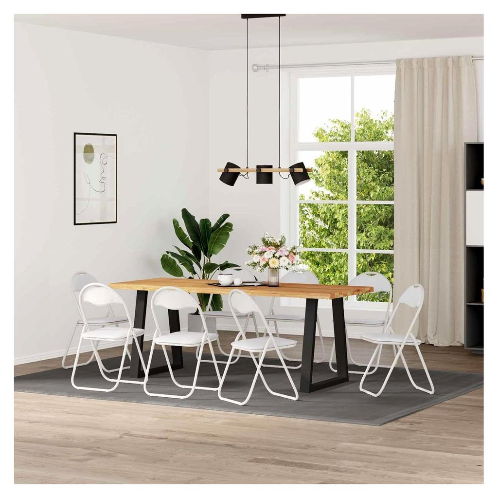 Klappstuhl 8 Stück Weiß 48 x 43,5 x 81 cm Kunstleder, Moderner klappbarer Essstuhl, platzsparender Schaumstoffsitz, kompaktes Kunstleder für Kü...