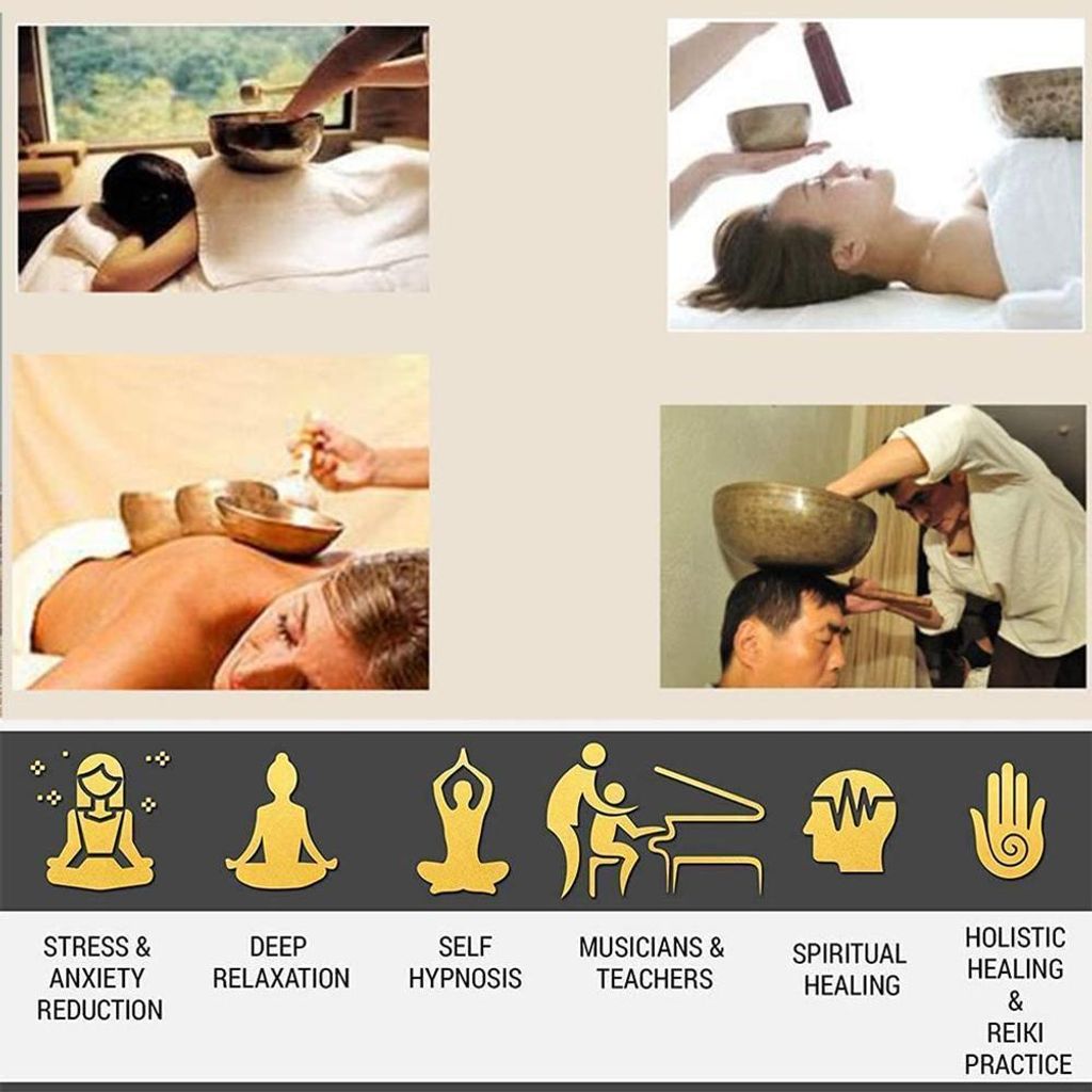 Klangschalen-Set, Meditationsschale mit Kissenschlägel und Aufbewahrungstasche, handgefertigt in Nepal