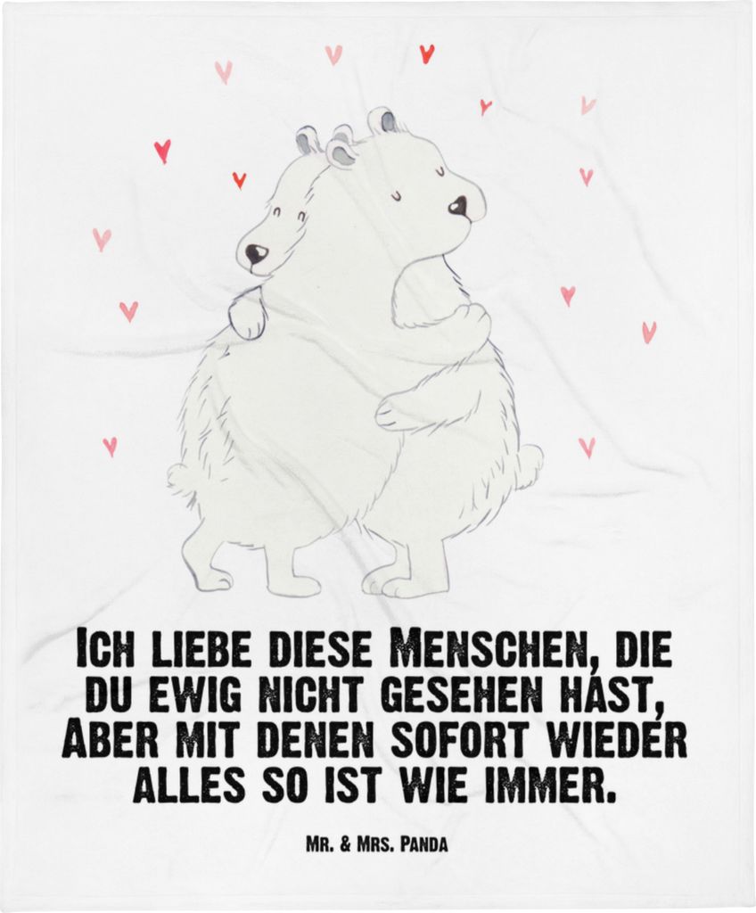 Mr. & Mrs. Panda Babydecke Eisbär Umarmen - Weiß - Geschenk, Schmusedecke, Schlummerdecke, Fleecedecke, Lustige Sprüche, Kinderdecke, Erstlingsd...