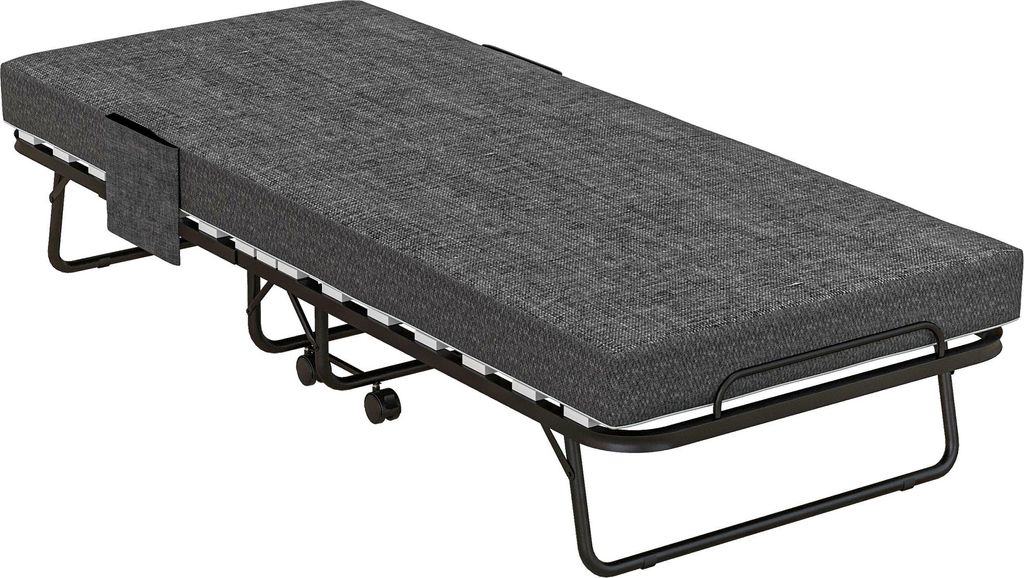 HOMCOM Składane łóżko gościnne z kółkami, materac 10 cm, Zdjęcie produktu 
