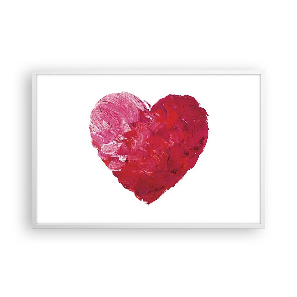 Gerahmtes Poster - Weißer Rahmen - Rot Herz Aquarell - 91,5x61 cm - Wand Bild - Wanddeko - Wandbilder - Kunstposter - Wandposter - Bilderrahmen - ...