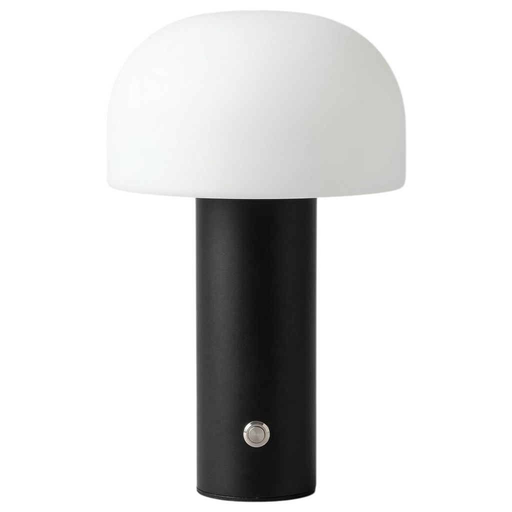 Warmpi LED Akku Tischlampe Pilz, kabellos & dimmbar, für Innen & Außen (IP54), 3 Lichtfarben, USB-C, Schwarz