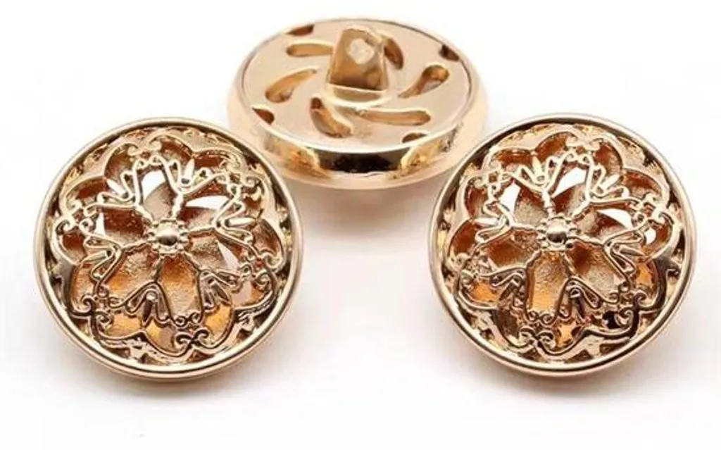 Boutons Métal Dorés Création - 23mm - Hohlbloomen 10 Unités