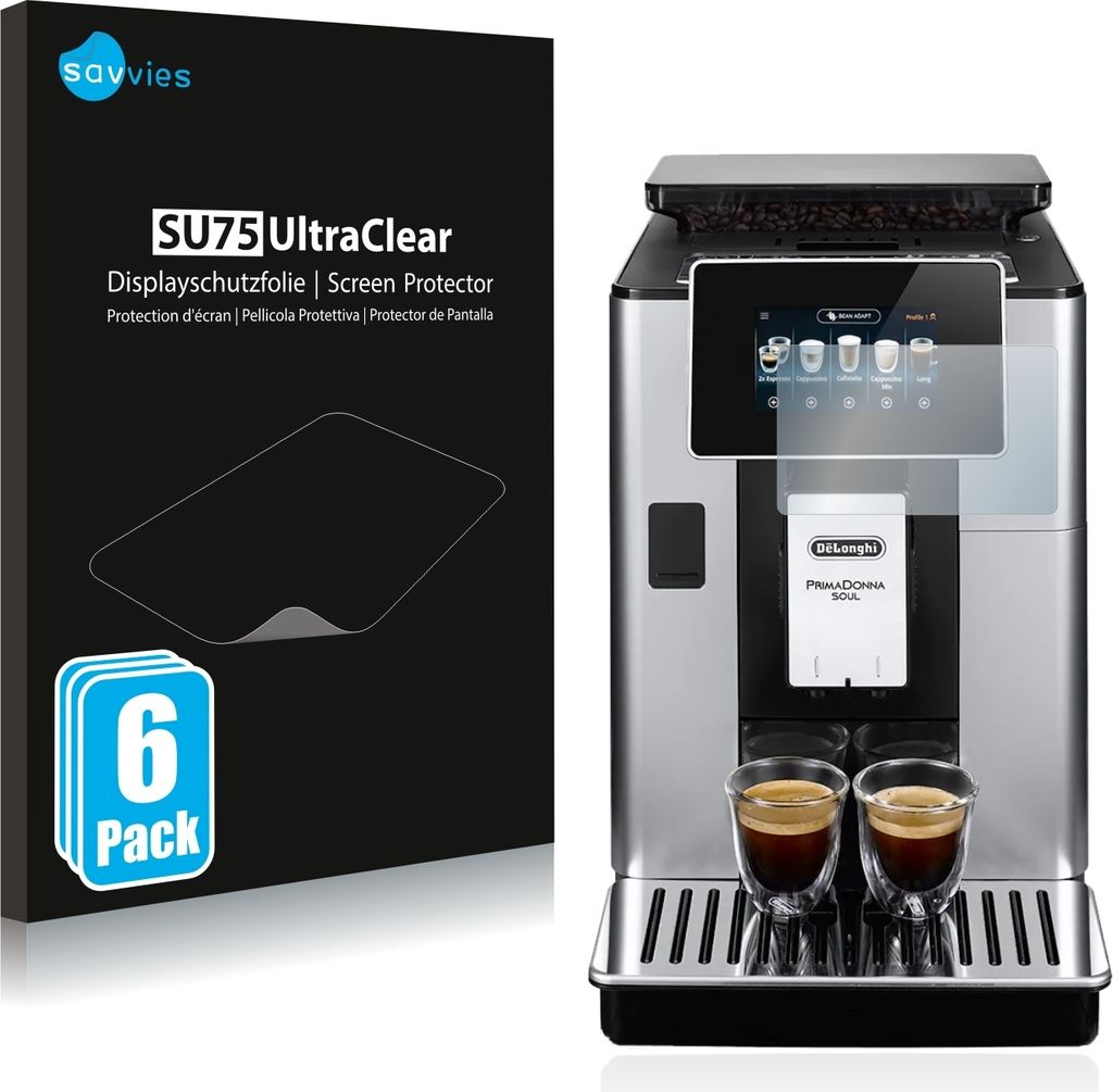 6x Für DeLonghi PrimaDonna Soul ECAM610.74.MB Schutzfolie Savvies Displayschutz Display Schutz Folie Klar Transparent