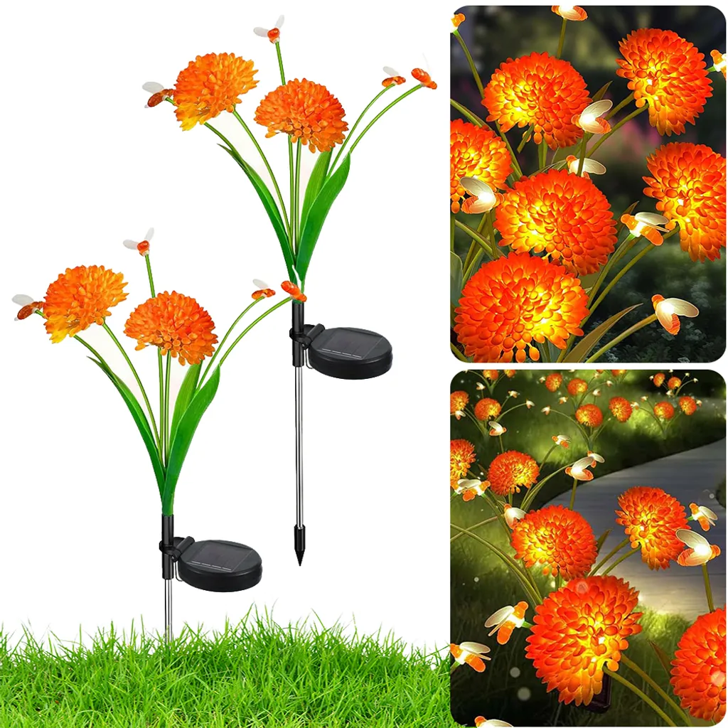 Lampes solaires extérieur avec fleurs LED étanches, décoration pour fête