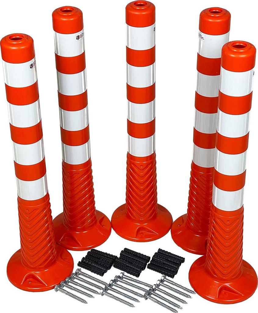Flexibler Absperrpfosten Ecoline 75cm orange mit vier Produktbild 