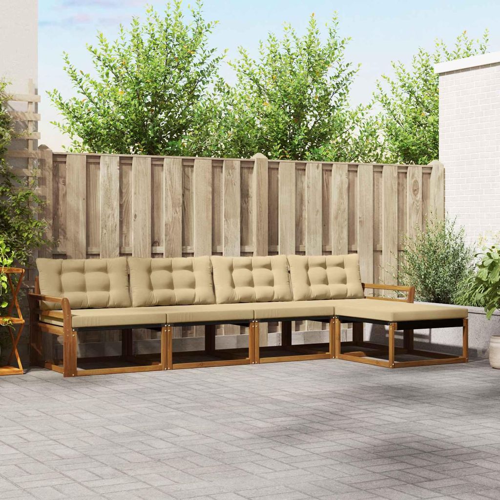 "Summerschlussverkauf"Outdoor-Sofagarnitur - CLORIS - Balkonmöbe/Sitzgruppe - mit Kissen 5 pcs - Moderne Design - Natur und Beige - Gartensofas DE...